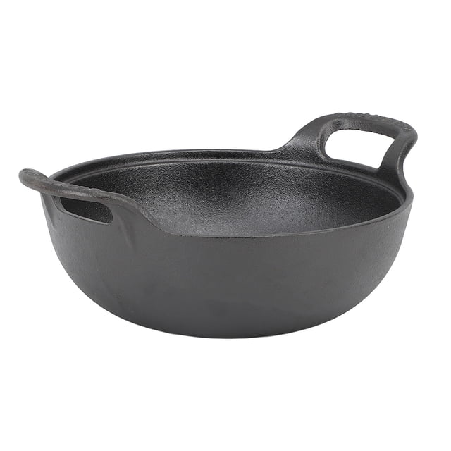 Cast Iron Wok, Large Stir Fry Pan with Wooden Lid for Electric Stove Top, Induction, 14 Inch Flat Bottom Practical Wok for Cooking, Suitable for All Cooktops