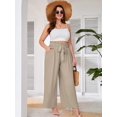 thumbnail image 2 of Showmall Womens Plus Size High Waisted Palazzo Pants with Pockets, Wheat, 2X, 2 of 9