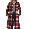 thumbnail image 2 of Women's Long Plaid Flannel Shirts Shacket Plus Size Long Sleeve Oversized Button Shirt Fall Spring Trench Coat with Pockets XL, 2 of 5