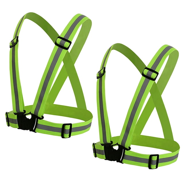 TOPTIE 2Pack Reflective Running Vest Lightweight High Visibility Adjustable Safety Vest for Running, Jogging-NeonGreen