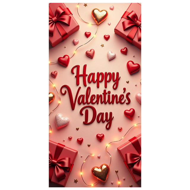 Valentine's Day Party Decoration Banner Heart Design Backdrop Event Photo Props Love Celebration Romance Gift Box Background