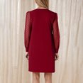 thumbnail image 4 of Ovzne Robes pour Femmes 2025 Robe pour Femme Robe Unie à Col Rond en Maille Transparente à Pois à Manches Longues Robe de Printemps à Manches Longues Liquidation, 4 of 7