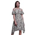 thumbnail image 1 of Bimba Grey Geometric Print Womens Chic Style Cold Shoulder Shift Dress Summer Tunic - Medium, 1 of 1
