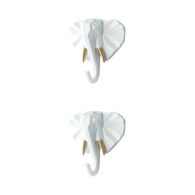 Wweixi Coat Hooks Easy To Install And Wide Application For Added In Daily Life White gold (elephant 2Set