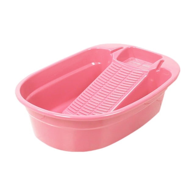jifeng Hand Wash Basin Laundry Wash Tub with Washboard Non Slip Washing Clothes Laundry pink