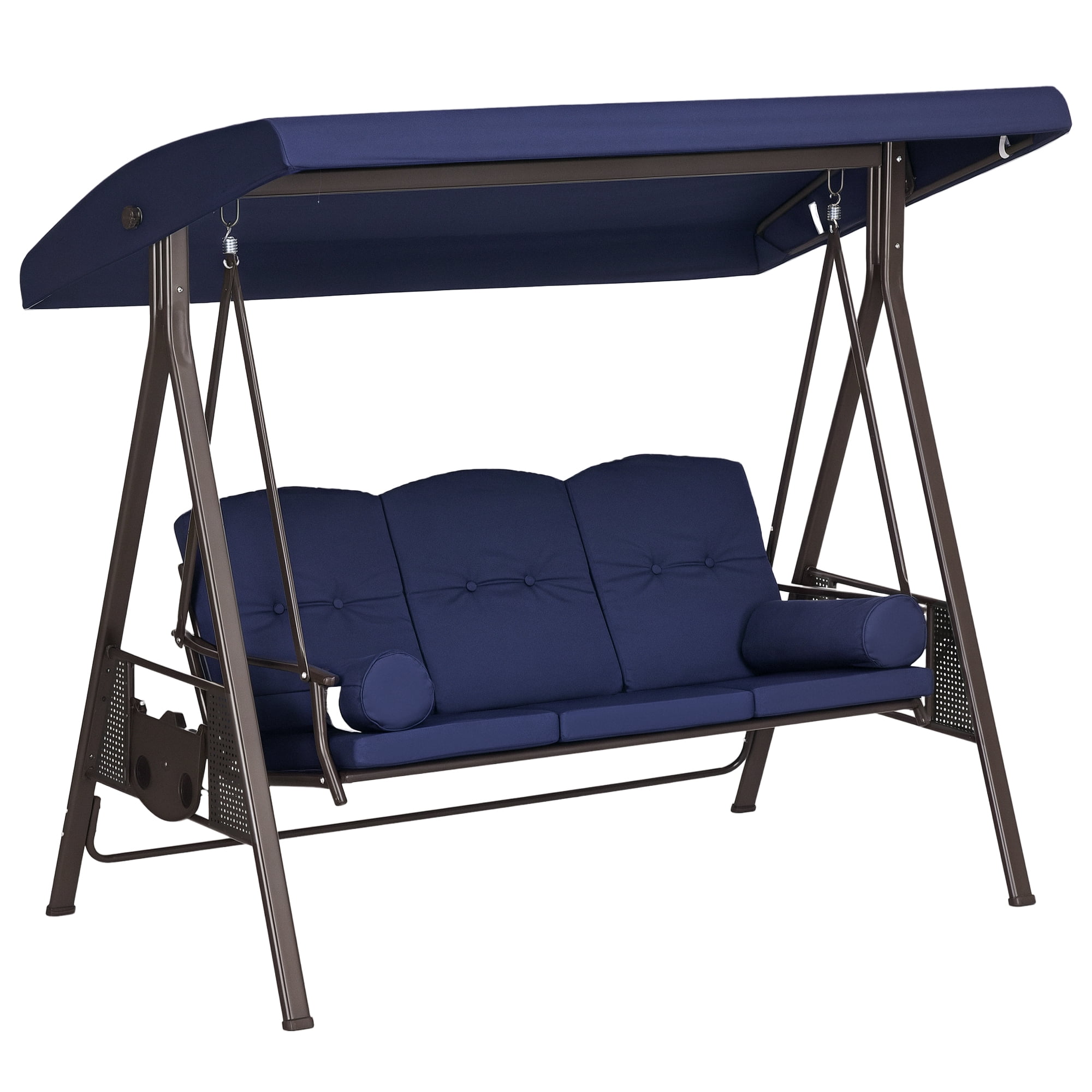 Outsunny Balançoire de Porche 3 Places, Chaise Balançoire d'Extérieur Robuste, Bleu Foncé