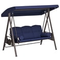 thumbnail image 1 of Outsunny Balançoire de Porche 3 Places, Chaise Balançoire d'Extérieur Robuste, Bleu Foncé, 1 of 9