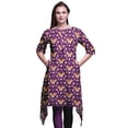 thumbnail image 1 of Bimba Hauts Imprimés Violet Papillon Artistique et Floral pour Femmes Kurti Asymétrique Robe d'Été pour Filles Petit, 1 of 6