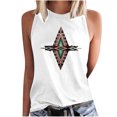 thumbnail image 1 of Birdeem Mode Femmes Imprimé Col Rond Sans Manches Chemises à Blocs Tunique T-Shirt Hauts, 1 of 6