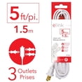 thumbnail image 2 of Elink - Ensemble de 3 Rallonges Électriques d'Intérieur à 3 Prises, Longueur de 5 Pieds, Blanc, 2 of 3
