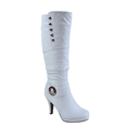 thumbnail image 1 of Bottes Mode Décontractées pour Femmes à Talons, Hauteur Genou, Plateforme, Fermeture Éclair Latérale, Boucle, Robe ( Blanc, 9), 1 of 5