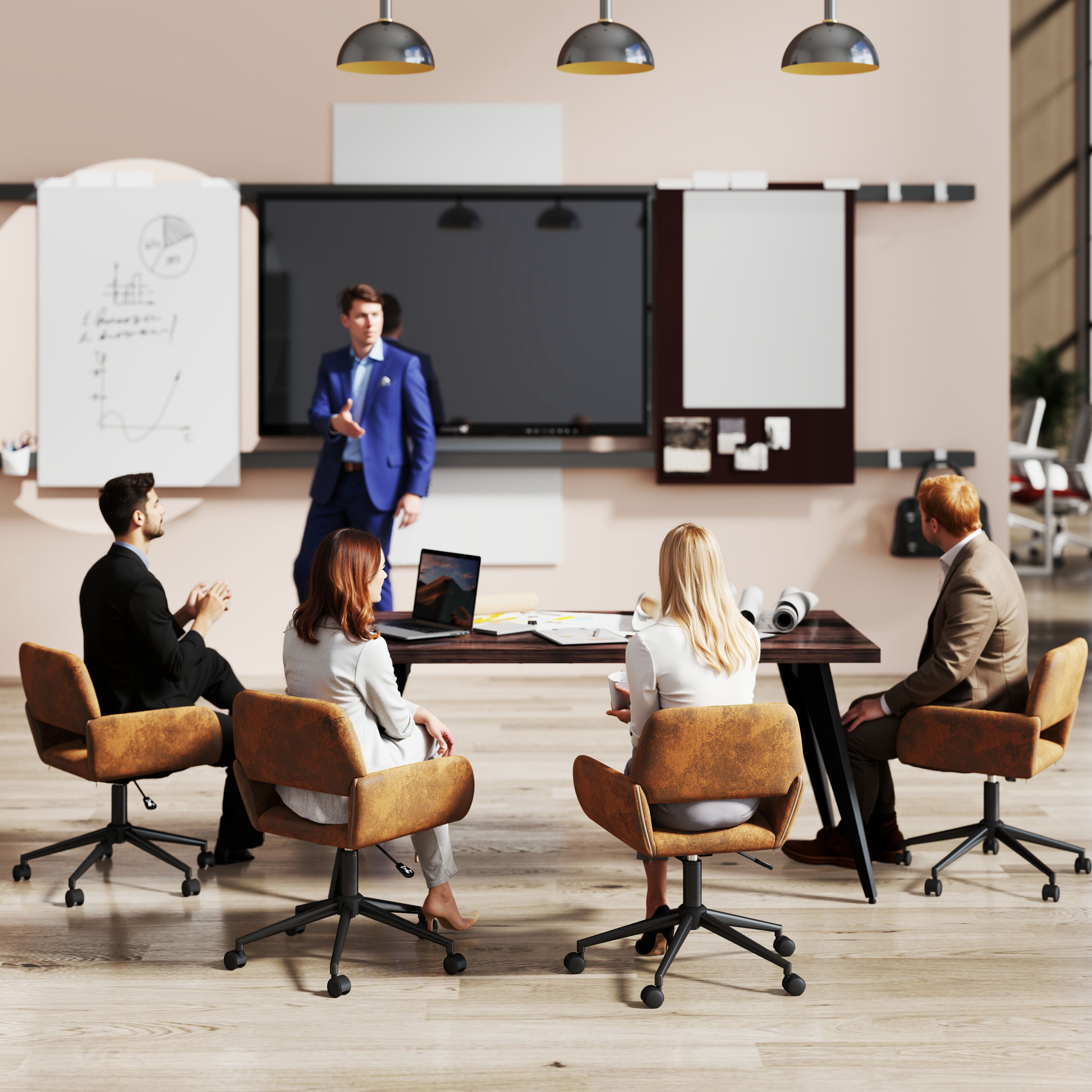 Homy Casa 63 in. Computer Desk with Thick Top and Flat Metal Legs, Multi-Use Meeting Table