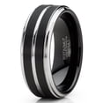 thumbnail image 2 of Men Tungsten Two-Tone Wedding Band Grooved Ring 8MM Black Silvetone, 2 of 4