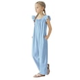 thumbnail image 3 of Diufon Combinaison Fille Manches à Volants Smockée Col Rond Pantalon Été Mignon avec Poches, 3 of 8