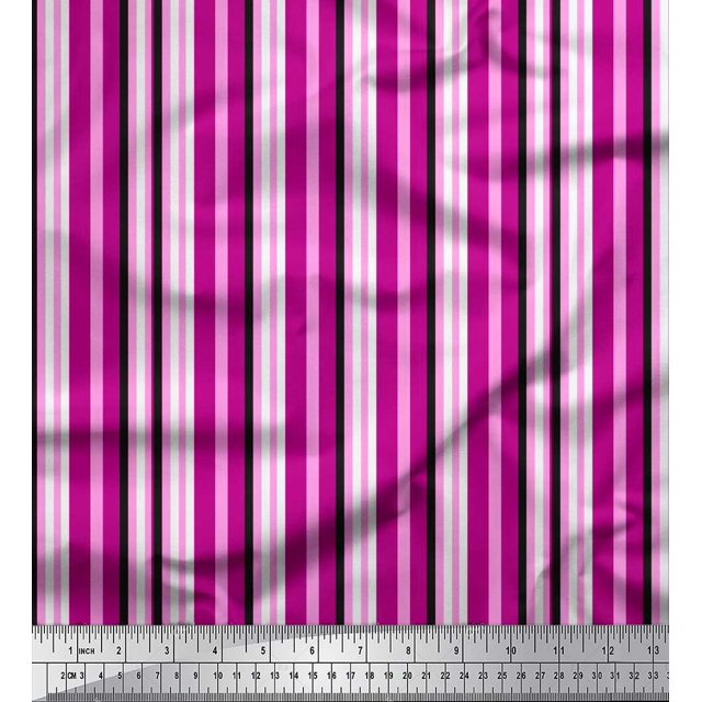 Soimoi Silk Fabric Vertical Stripe Print Fabric by Yard 42 Inch Wide