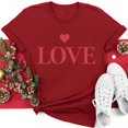 thumbnail image 2 of Diufon Hauts de la Saint-Valentin pour Femmes Décontracté Tendance Manches Courtes Col Rond Chemisier Imprimé Graphique Mignon, 2 of 5