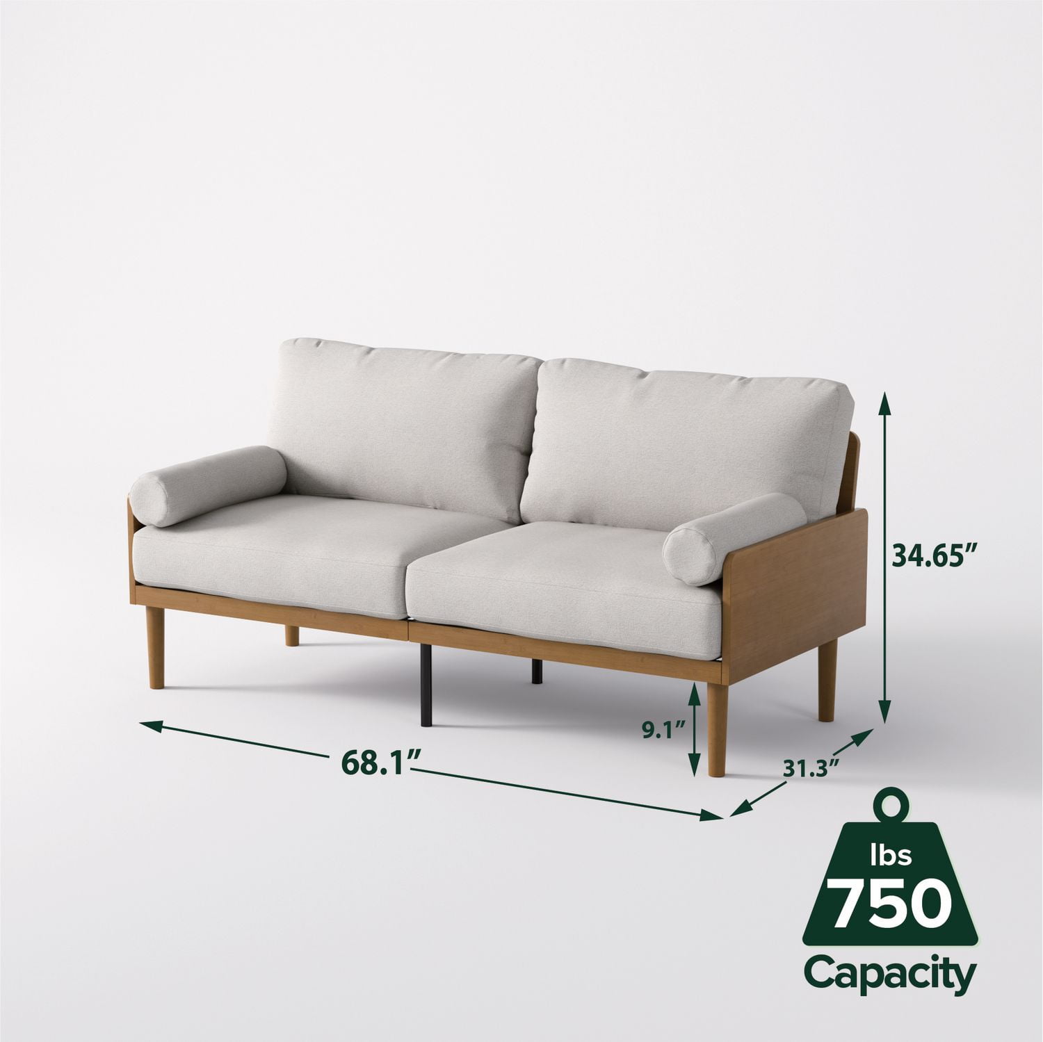 Zinus Denzel 68 inch 3 Seat Bamboo Sofa