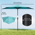 thumbnail image 3 of Outsunny Parasol Demi-Parasol de Patio 9,8 Pi Pare-Soleil, Manivelle, Bleu Pâle, 3 of 10