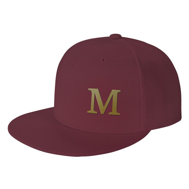 ZICANCN Alphabet M Pattern Baseball Caps, Trucker Hats for Men And Women, Adjustable Breathable Flat Caps, Dark Red
