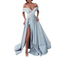 thumbnail image 2 of Robes de Bal Longues Fendues en Satin de Soirée avec Poches, 2 of 4