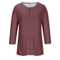 thumbnail image 4 of Yuyuzo Womens 3/4 Sleeve Tops Basic Button Crew Neck Solid Color Loose Fitted Tunics Tee Blouses, 4 of 5