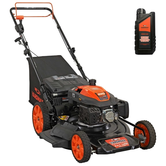 Yardmax YG2760 22" 201cc Gas Powered Self-Propelled Walk-Behind Lawn Mower, 3-in-1, 6-Speed CVT, RWD
