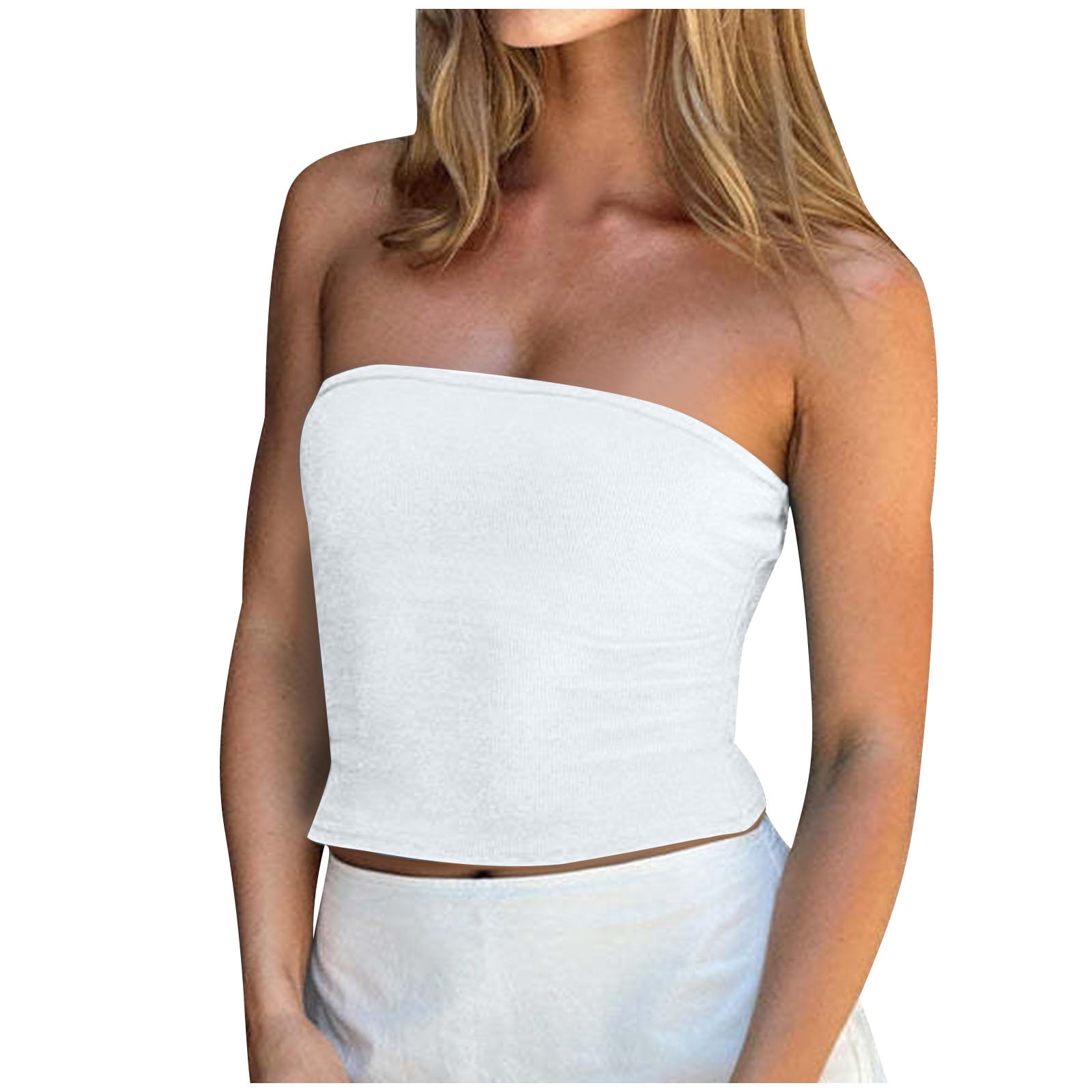 Timegard Tube Tops for Women Ribbed Strapless Skinny Comfy Solid Color Going out Top Summer Casual