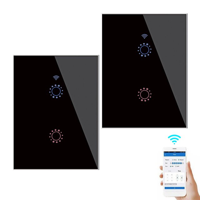 2-Way Wi-Fi Smart Switch Light Switch Voice Control, Remote Control, Touch Control Compatible with Alexa Google Home Schedule, Timer, Countdown Needs Neutral Wire No Hub Required 95-250V
