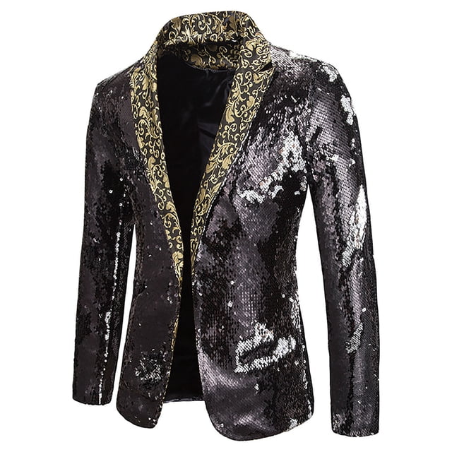Birdeem Veste de Complet Décontractée pour Homme, Automne et Hiver, Mode, Personnalité, Paillettes