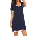 thumbnail image 1 of Robe de Nuit pour Femmes Pyjama en Coton - Femme Manches Courtes Col Rond Robe de Sommeil Chemise de Nuit Dames Été Ample et Décontractée Nuisette Pyjama, 1 of 5