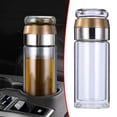 thumbnail image 1 of Iodue Glass&Bottle Infusifie Tea Infuser Double Layered Glass Tea Infuser Bottle Tea Steeper For Loose Tea Portable Tea Water Separation Tea Cup Glass Tea Cup With Infuser And Lid, 1 of 4