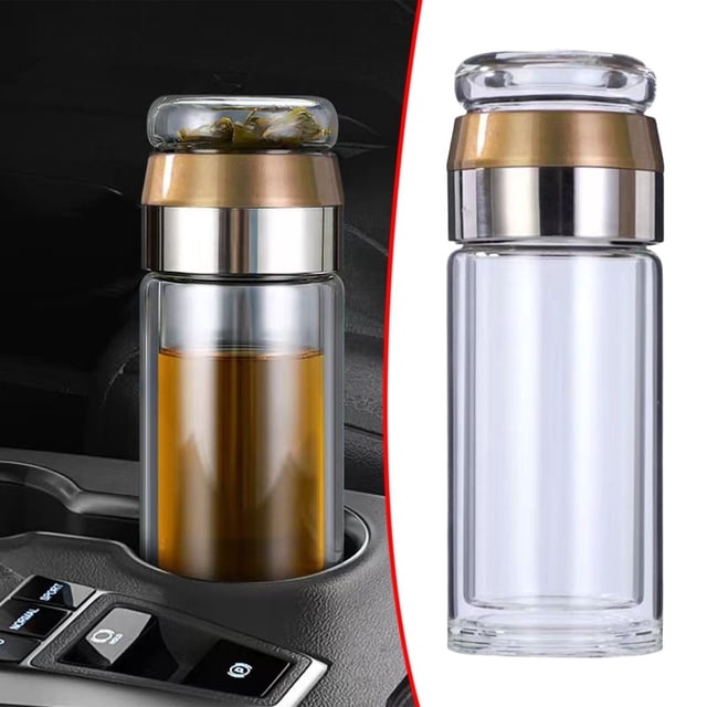 Iodue Glass&Bottle Infusifie Tea Infuser Double Layered Glass Tea Infuser Bottle Tea Steeper For Loose Tea Portable Tea Water Separation Tea Cup Glass Tea Cup With Infuser And Lid