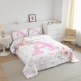 thumbnail image 3 of Erosebridal Ensembles de Couette Lettre Initiale A Format Grand, Couettes et Duvets Romantiques à Roses, Déco Féerique Girly, Réversible 3 Pcs, 3 of 8