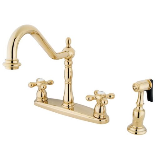 Kingston Brass Heritage 8" Center Kitchen Faucet with Brass Sprayer