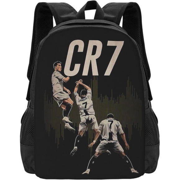 Sac à Dos Joueur de Soccer #7 Cristiano Ronaldo 16,5 Pouces pour Travail Quotidien Sport Extérieur Sac pour Ordinateur Portable Fans de Soccer Sac d'École Étudiant Style 19