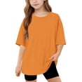 thumbnail image 1 of Hauts d'Été pour Adolescentes 2025 T-Shirts Surdimensionnés à Manches Courtes Chic Décontracté Col Rond Mode, 1 of 5