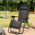 thumbnail image 3 of Patiojoy Fauteuil Inclinable Pliant de Patio en Rotin Brun Mélangé à Gravité Zéro avec Appuie-Tête, 3 of 5