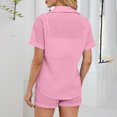 thumbnail image 3 of Womens Chiffon Set Two Piece Outfits Summer Beach Button down Short Sleeve Shirt Shorts Sets with Pockets, 3 of 5