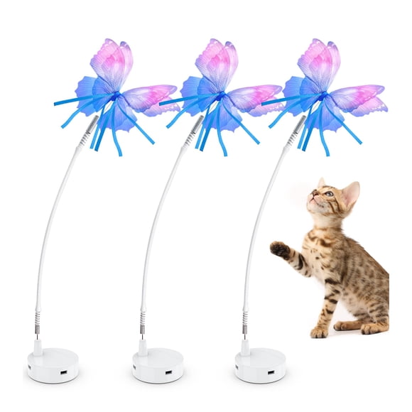 ORSDA3 Pcs Cat Toy Replaceable Butterflies Toy Accessories Handmade Fabric Butterfly Toys