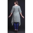 thumbnail image 2 of Bimba Hauts Imprimés Ikat Shibori Bleus pour Femmes Kurti Asymétrique Robe d'Été pour Filles Grand, 2 of 6