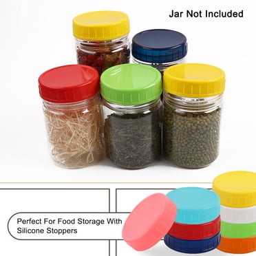 Unique Bargains 8 Pcs Plastic Mason Jar Lids Regular Mouth Mason Canning Jars Lid Top Food Storage