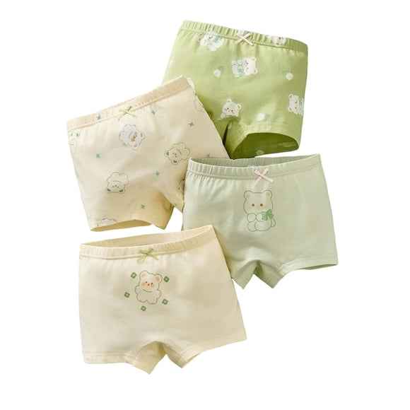 Zanarzt Culottes d'Apprentissage de la Propreté pour Bébé et Tout-Petit, Shorts pour Enfants, sous-Vêtements pour Filles, Imprimé de Dessins Animés, sous-Vêtements pour Enfants 4 Pcs Vert, 5-6 Ans