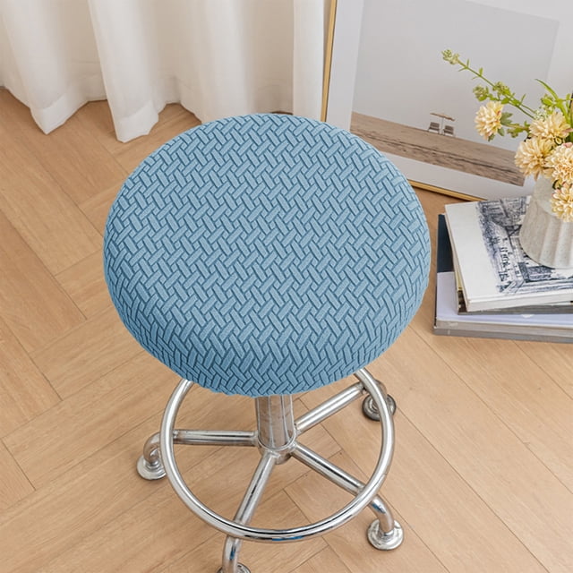 14 Inch Kitchen Stool Covers Bar Stool Covers Round Round Seat Covers For Stools Barstool Covers Bar Chair Cover Bar Stool Seat Cover, Light Blue(1PCS)