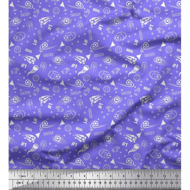 Soimoi Georgette Viscose Fabric Geometric Sign,Flag & Football Sports Print Sewing Fabric Yard 42 Inch Wide