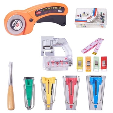 TFixol 62Pcs Sewing Fabric Bias Tape Making Kit DIY Bias Tape Makers Tool Set with Awl Fabric Cutter for Patchwork Sewing Quilting Binding