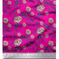 thumbnail image 1 of Soimoi Tissu en Rayonne Imprimé Feuilles & Roses Tissu de Couture Yard 42 Pouces de Large, 1 of 3