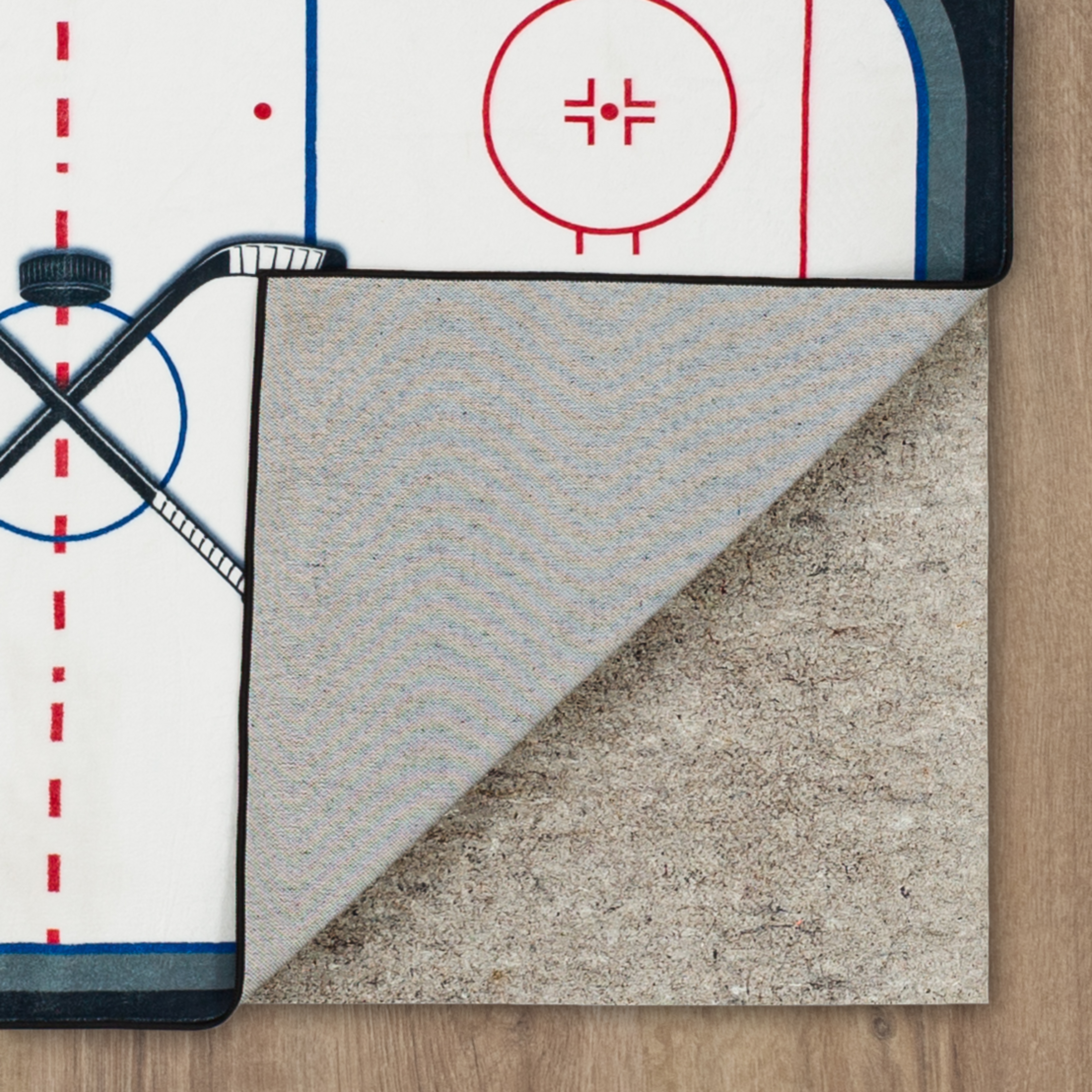 CENTER ICE Mainstays Kids Hockey Field Low Pile, Machine Washable Area Rug 36x46, Ideal for Bedroom and Play Area.