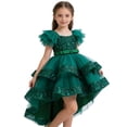 thumbnail image 2 of HXWCHs Robe à Taille Tombante Robe Élégante Formelle pour Filles avec Traîne Détachable Concours Fête Mariage Robe de Récital Vert 9-10 Ans, 2 of 7