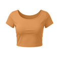 thumbnail image 1 of VSSSJ Crop Tops pour Femmes Manches Courtes Col Rond Extensible Chemise Décontractée Ajustée Solide Confortable Été Basique T-Shirts Courts Or Taille Unique, 1 of 5