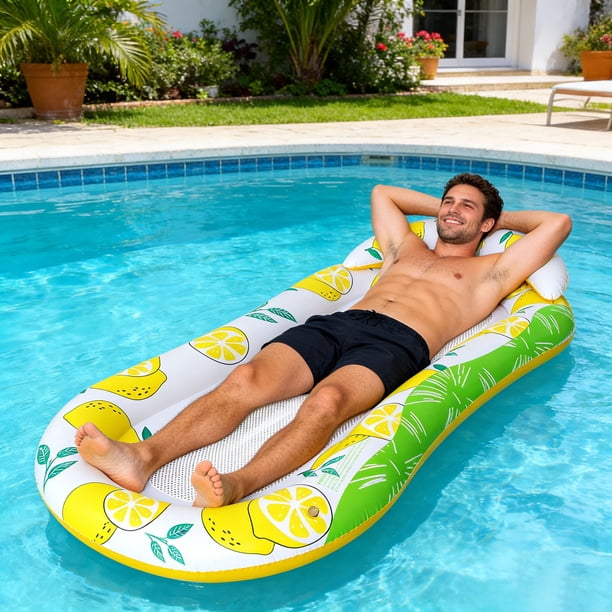 Matelas Gonflable pour Adultes, Transat de Piscine à Motif Feuilles Tropicales avec et Porte-Gobelets, Bouée Flottante pour Bronzage, Chaise Flottant | Leroy Merlin